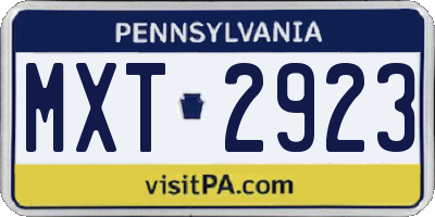 PA license plate MXT2923