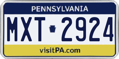 PA license plate MXT2924