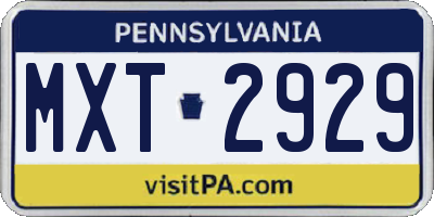 PA license plate MXT2929