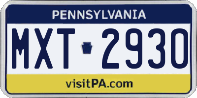 PA license plate MXT2930