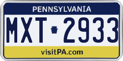 PA license plate MXT2933