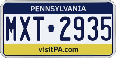 PA license plate MXT2935