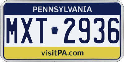 PA license plate MXT2936