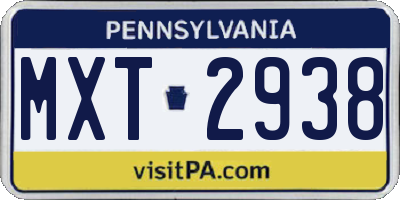 PA license plate MXT2938