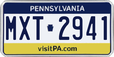PA license plate MXT2941