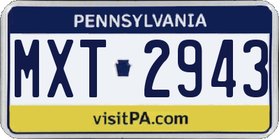 PA license plate MXT2943