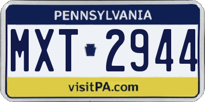 PA license plate MXT2944