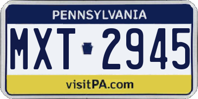 PA license plate MXT2945