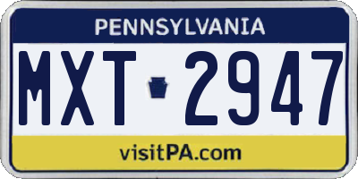 PA license plate MXT2947
