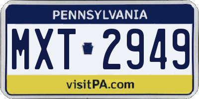PA license plate MXT2949