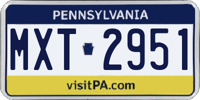 PA license plate MXT2951