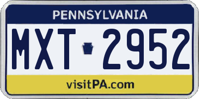 PA license plate MXT2952