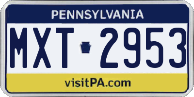 PA license plate MXT2953