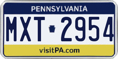 PA license plate MXT2954