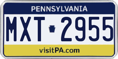 PA license plate MXT2955