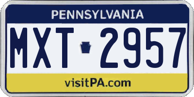 PA license plate MXT2957