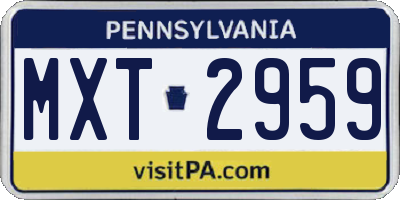 PA license plate MXT2959