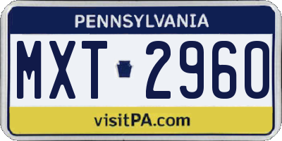 PA license plate MXT2960