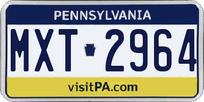 PA license plate MXT2964