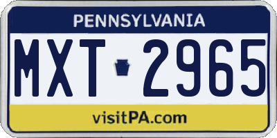 PA license plate MXT2965