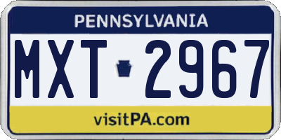 PA license plate MXT2967