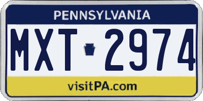 PA license plate MXT2974
