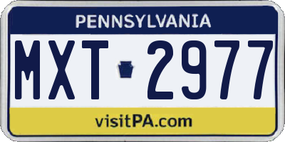 PA license plate MXT2977