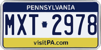 PA license plate MXT2978
