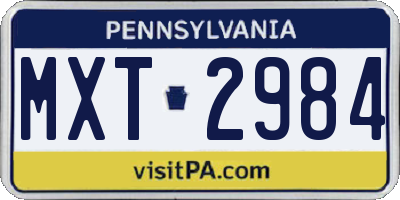 PA license plate MXT2984