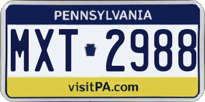PA license plate MXT2988