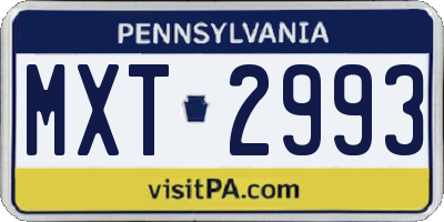 PA license plate MXT2993