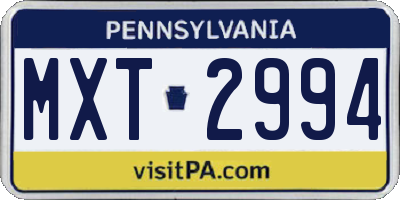 PA license plate MXT2994