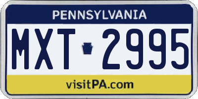 PA license plate MXT2995