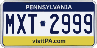 PA license plate MXT2999