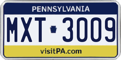PA license plate MXT3009
