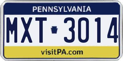 PA license plate MXT3014