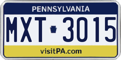 PA license plate MXT3015