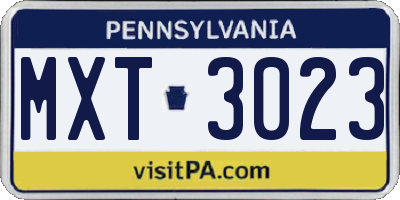 PA license plate MXT3023