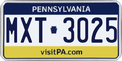 PA license plate MXT3025