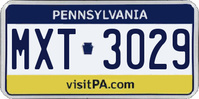PA license plate MXT3029