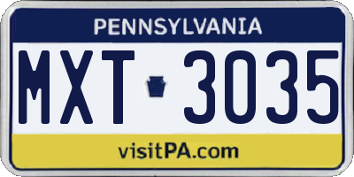 PA license plate MXT3035