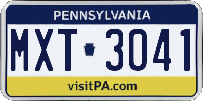 PA license plate MXT3041