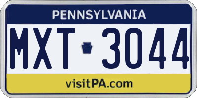 PA license plate MXT3044