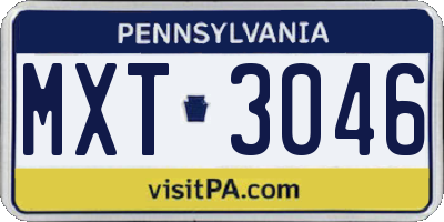 PA license plate MXT3046