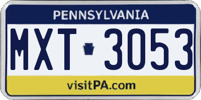 PA license plate MXT3053