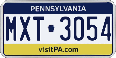 PA license plate MXT3054