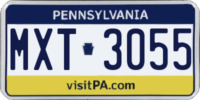 PA license plate MXT3055