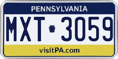 PA license plate MXT3059