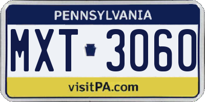 PA license plate MXT3060