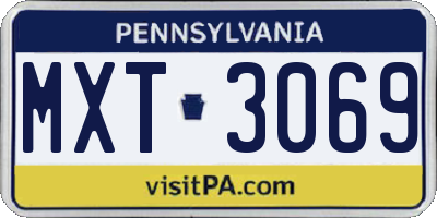 PA license plate MXT3069